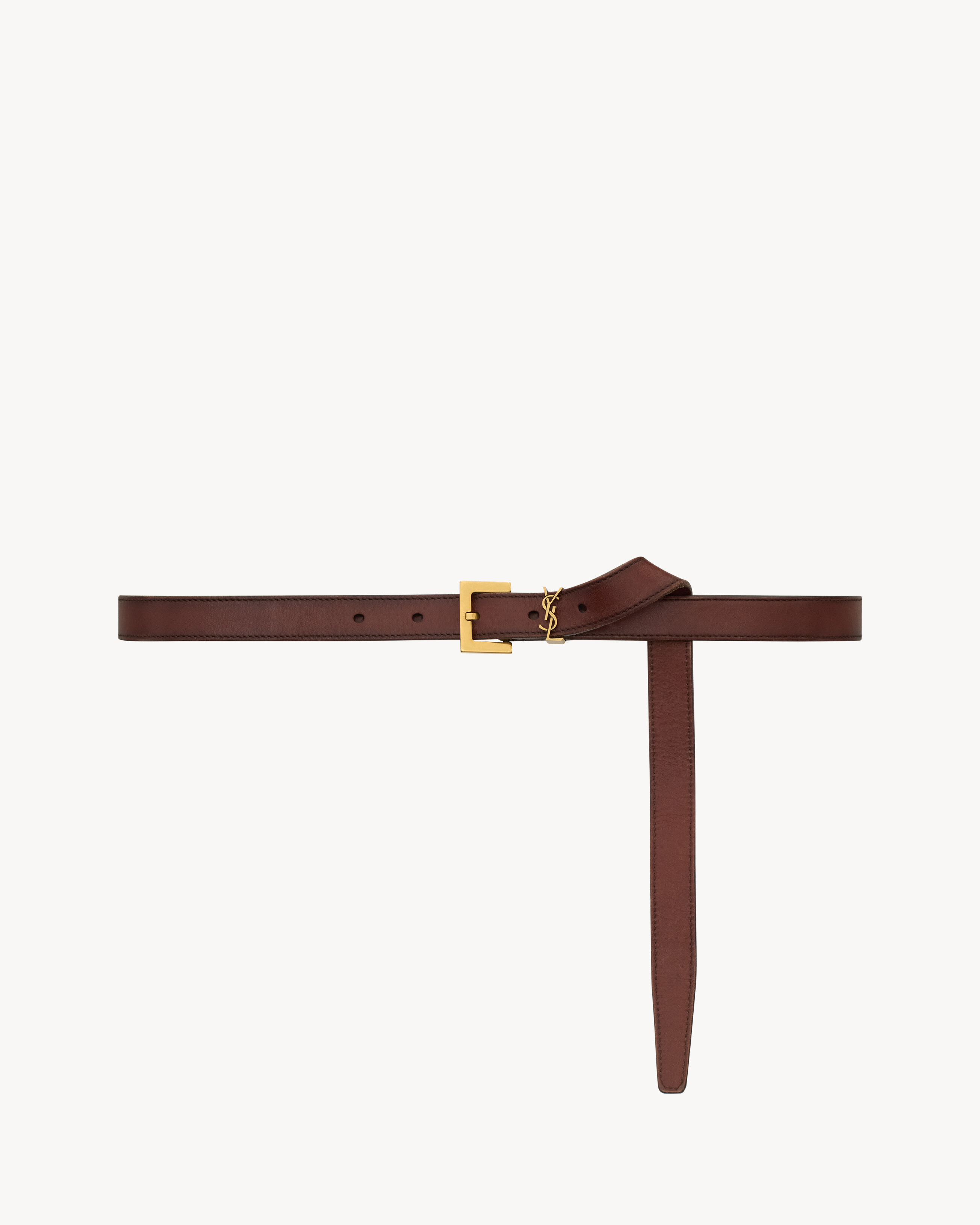 cassandre thin belt in vegetable-tanned leather | Saint Laurent Inc. (Global)