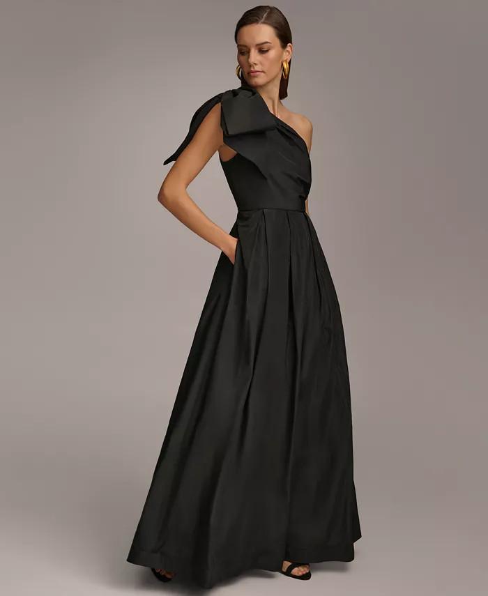 Women's One-Shoulder Bow Gown | Macy's