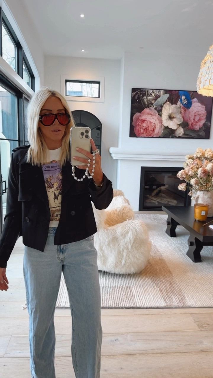 Wearing a medium in jacket and tee.. jeans run tts 