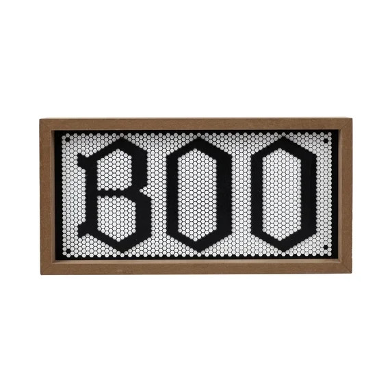 Boo Framed Tabletop Sign Decoration, Black and White, 10" x 5", Halloween by Way To Celebrate | Walmart (US)