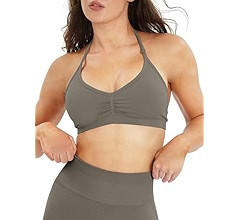 NVS Sports Bras for Women Open Back Amplify Halter Bra Adjustable Straps Padded Seamless Workout ... | Amazon (US)