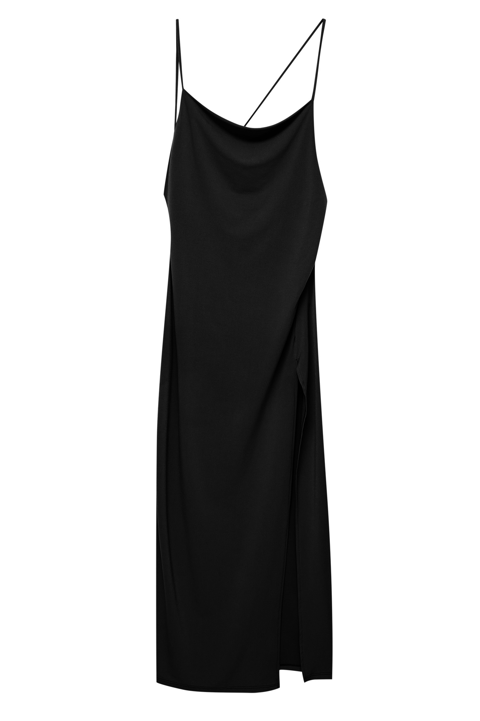 Asymmetric long dress with draped detail | PULL and BEAR UK