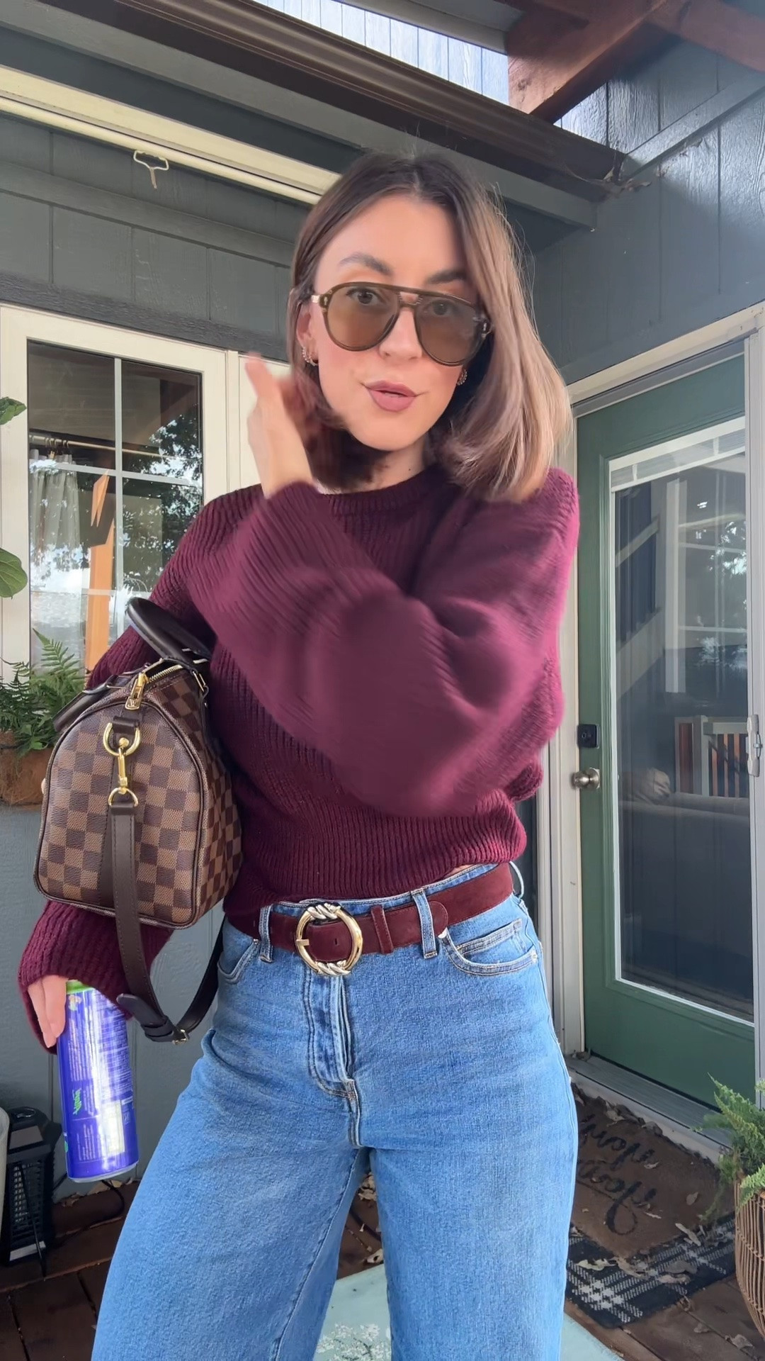 Wearing a size 26 in jeans and M in sweater!