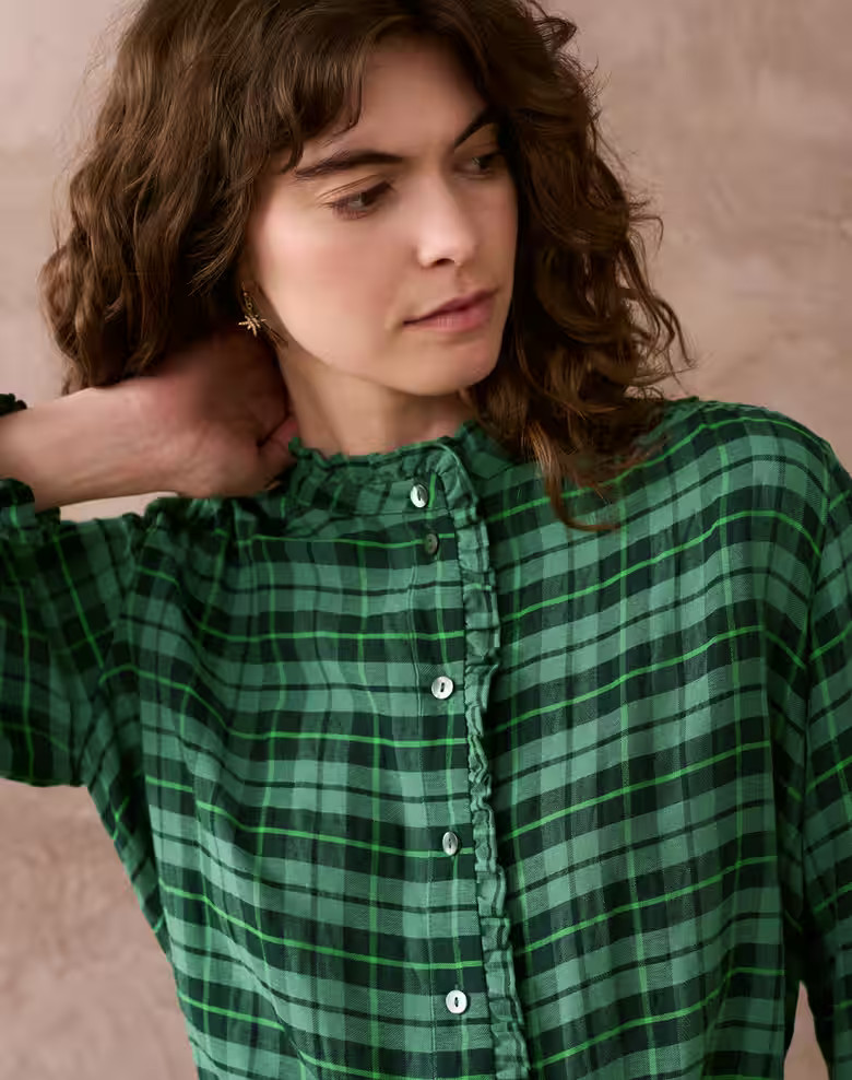 Plaid Frill Collar Blouse | Brora