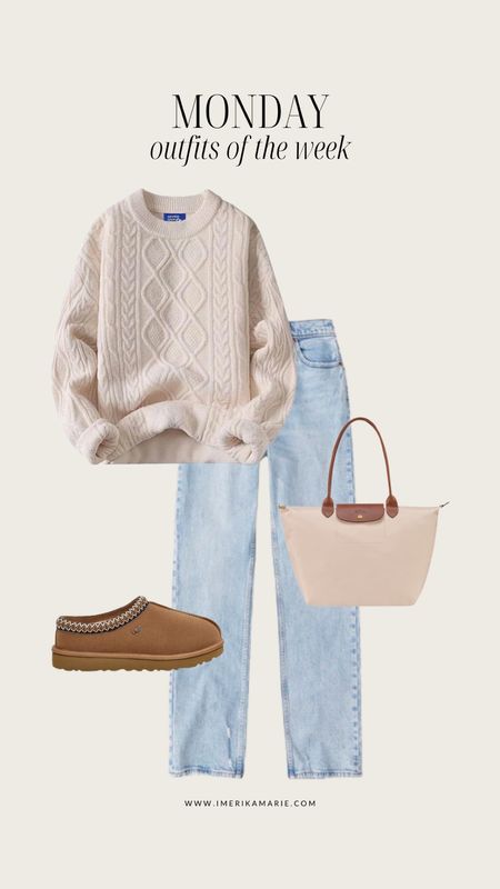 fall outfit. rory gilmore sweater. abercrombie jeans. ugg tasman slippers. longchamp tote bag.

#LTKstyletip #LTKfindsunder100 #LTKSeasonal