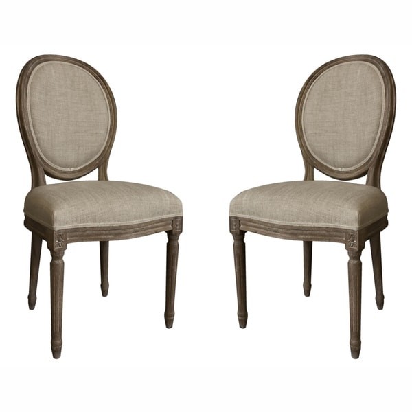 nuLOOM Casual Living Vintage French Round Back Upholstered Linen Dining Chairs (Set of 2) | Bed Bath & Beyond
