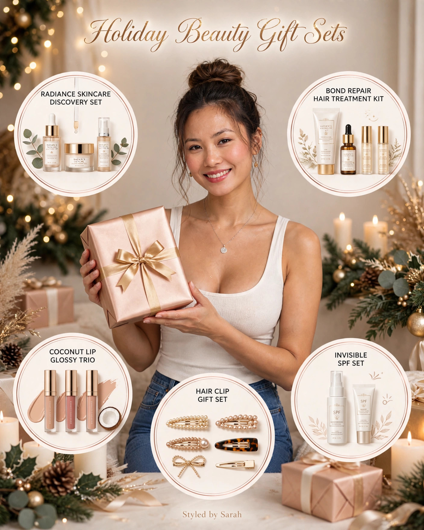 Holiday Beauty Gift Sets 🎁 My top beauty gift picks — hair repair treatment, lip glossy, mineral SPF duo, and cute hair clips. #LTKBeauty #giftguide #holidaygifts 

 