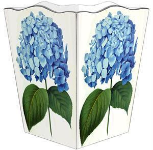 Blue Hydrangea Wastepaper Basket and Optional Tissue Box Cover | The Well Appointed House, LLC