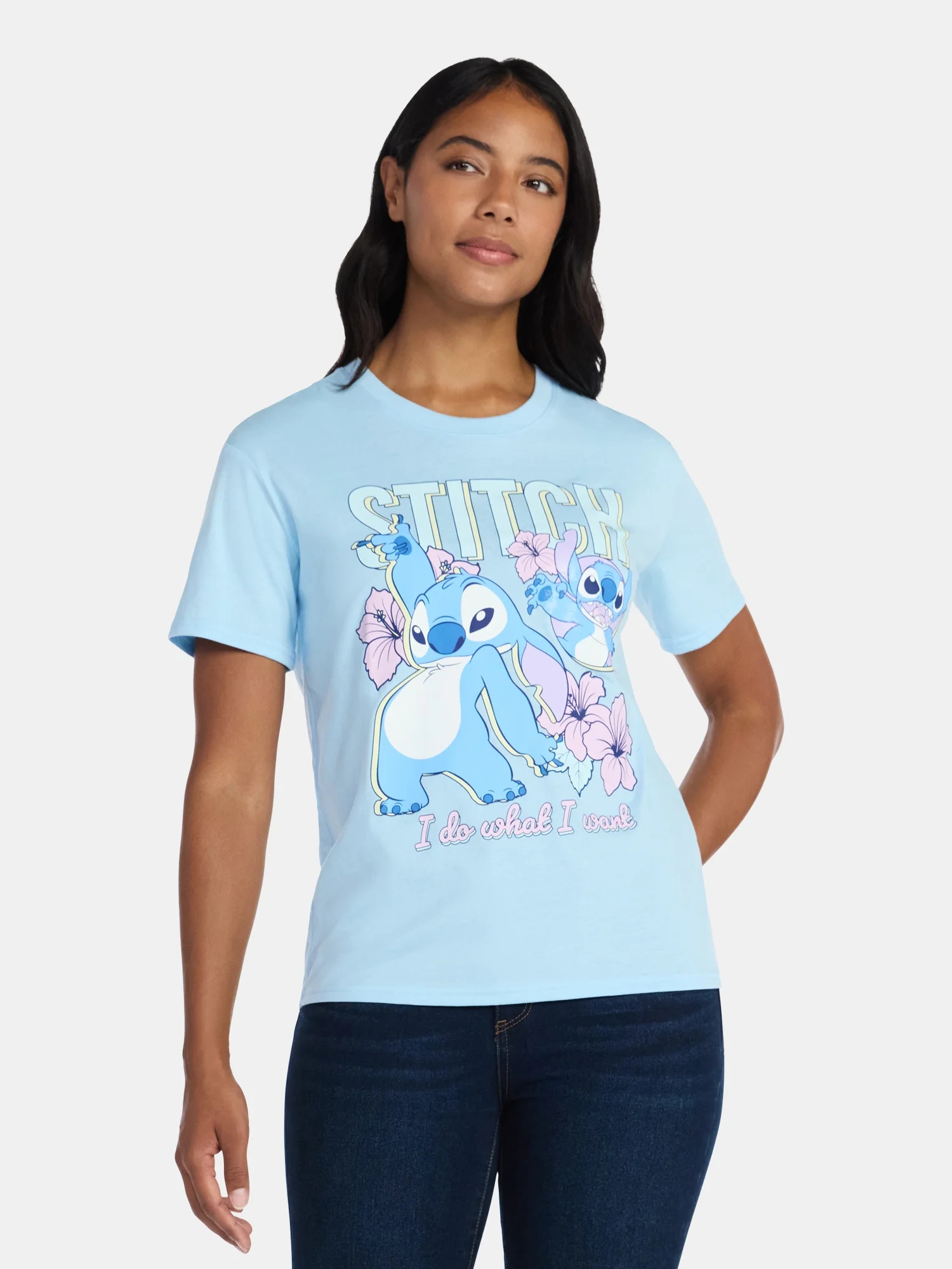 Stitch Women's Graphic Tee with Short Sleeves, Sizes XXS-XXL - Walmart.com | Walmart (US)