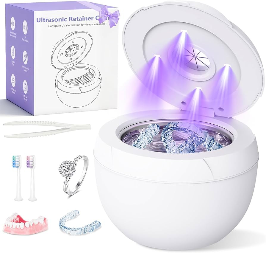 Ultrasonic Retainer Cleaner Machine 45khz Cleaning Pod for Denture Cleaner 200ml Mouth Guard, Ali... | Amazon (US)