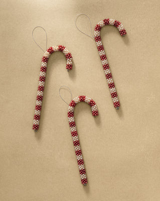 Beaded Candy Cane Ornaments (Set of 3) | McGee & Co. (US)