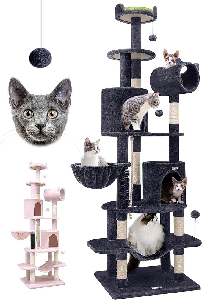 C81 Tall Cat Tree, Luxurious Curved Series 81-inch Cat Tower for Multiple Small to Medium-Sized A... | Amazon (US)