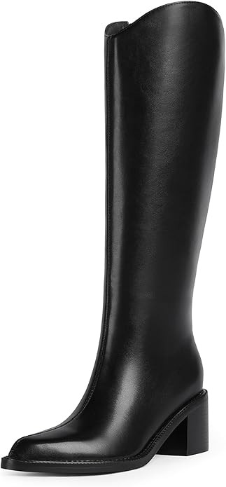 Modatope Women's Knee High Boots Pointed Toe Chunky Block Heel Tall Boots with Side Zipper Long B... | Amazon (US)