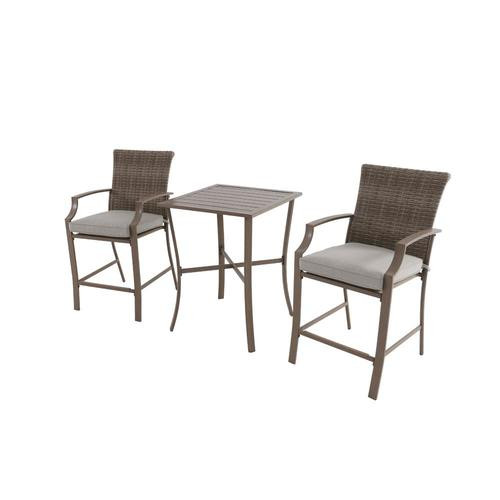 Garden Treasures Oakview Terrace 3-Piece Tan Frame Bar Height Patio Set with Tan Cushions Bar Hei... | Lowe's