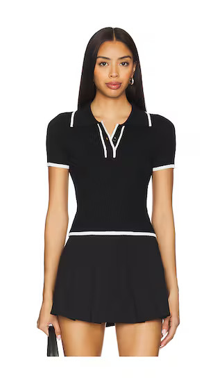 Katrina Knit Polo Top in Black | Revolve Clothing (Global)