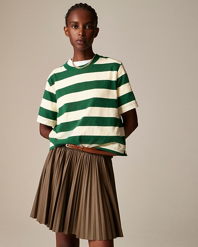 Relaxed premium-weight cropped T-shirt in stripe | J. Crew US