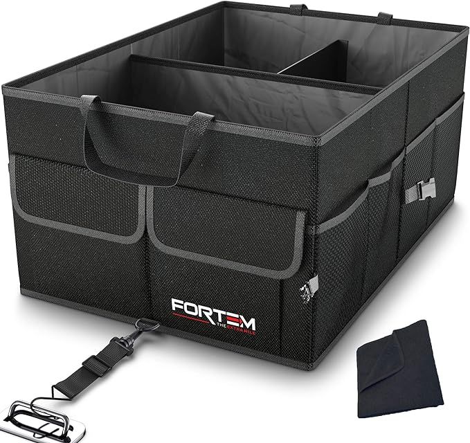 Fortem Car Trunk Organizer, Collapsible Storage, Non Slip Bottom, Securing Straps (Black) | Amazon (US)