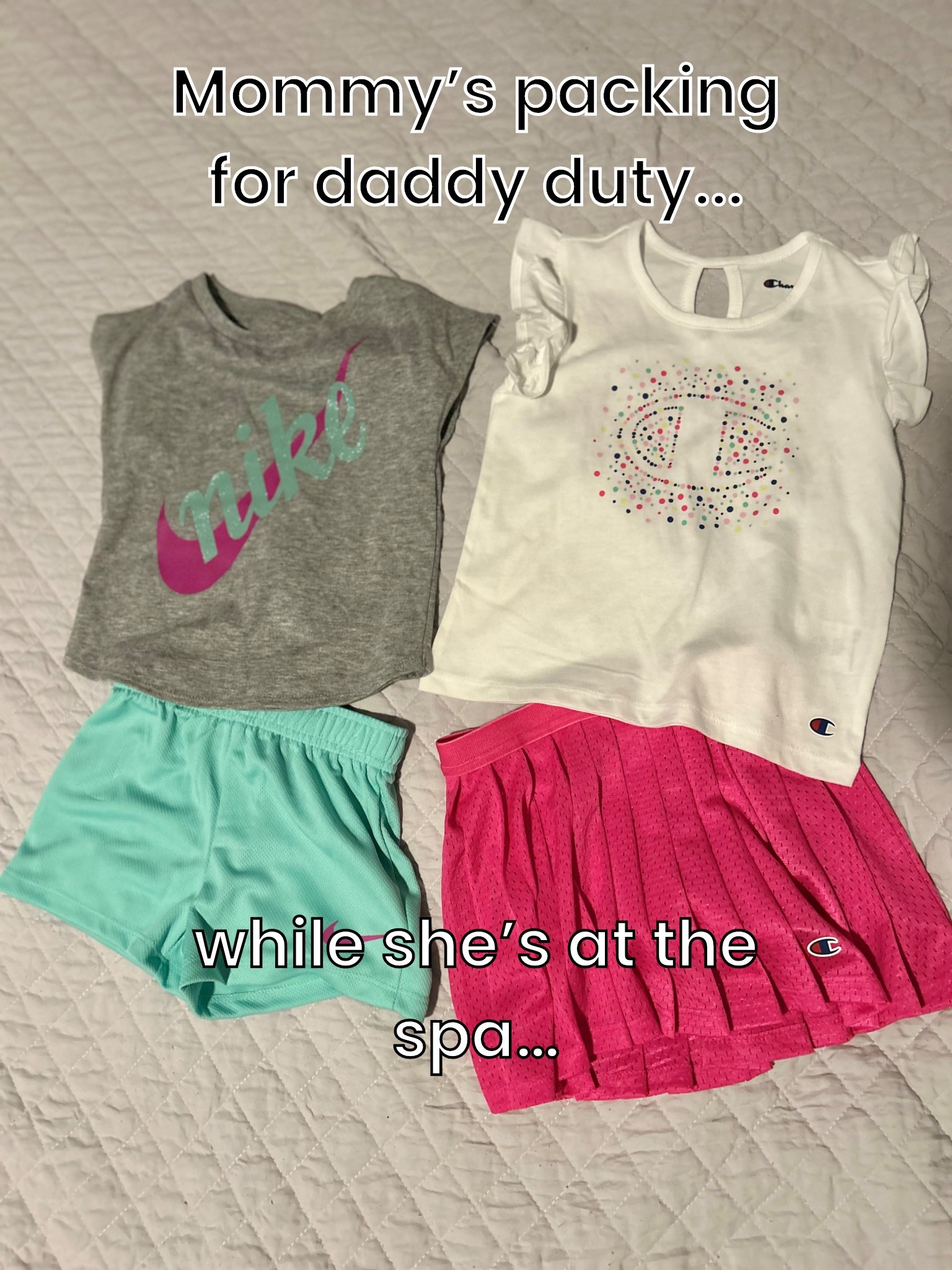 Mommy’s off to the spa, so daddy’s in charge—and yes, she’s making sure our girl is lookin’ cute and comfy while they’re out adventuring! Linking the cutest Nike & Champion activewear toddler sets on LTK—perfect for playdates, travel, or running the house with dad.
#momlifeprep #LTKkids #toddlervibes #momstyle #dadlife #packingwithlove

#LTKFindsUnder50 #LTKActive #LTKKids