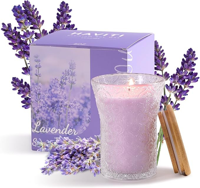 HAVITI Lavender Candle, 8 OZ Scented Candles Soy Jars Candles for Women Galentines Valentines Mot... | Amazon (US)