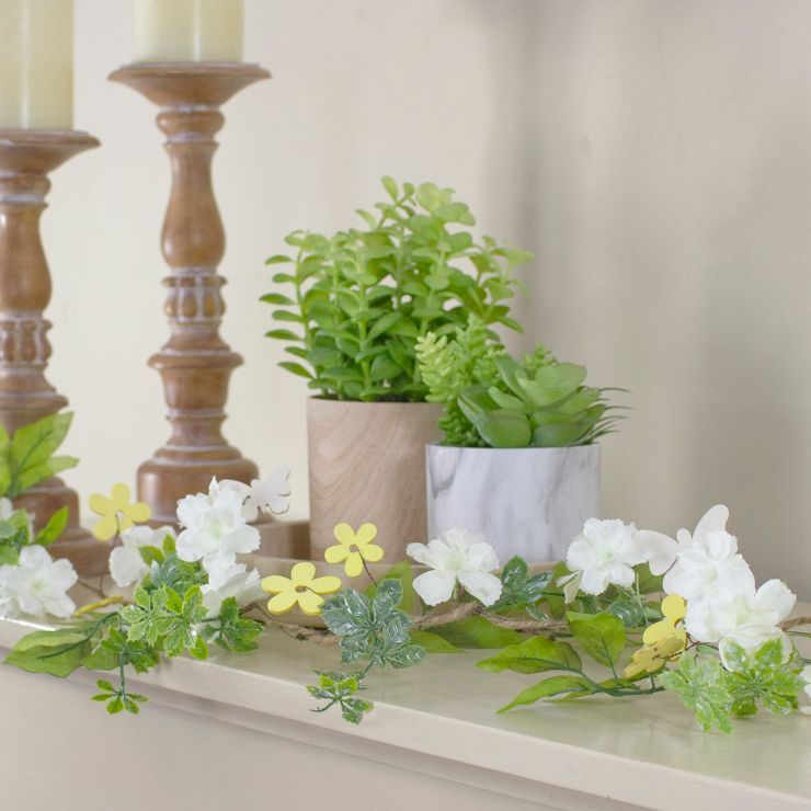 Northlight 4' White Floral and and Mixed Foliage Spring Garland | Target