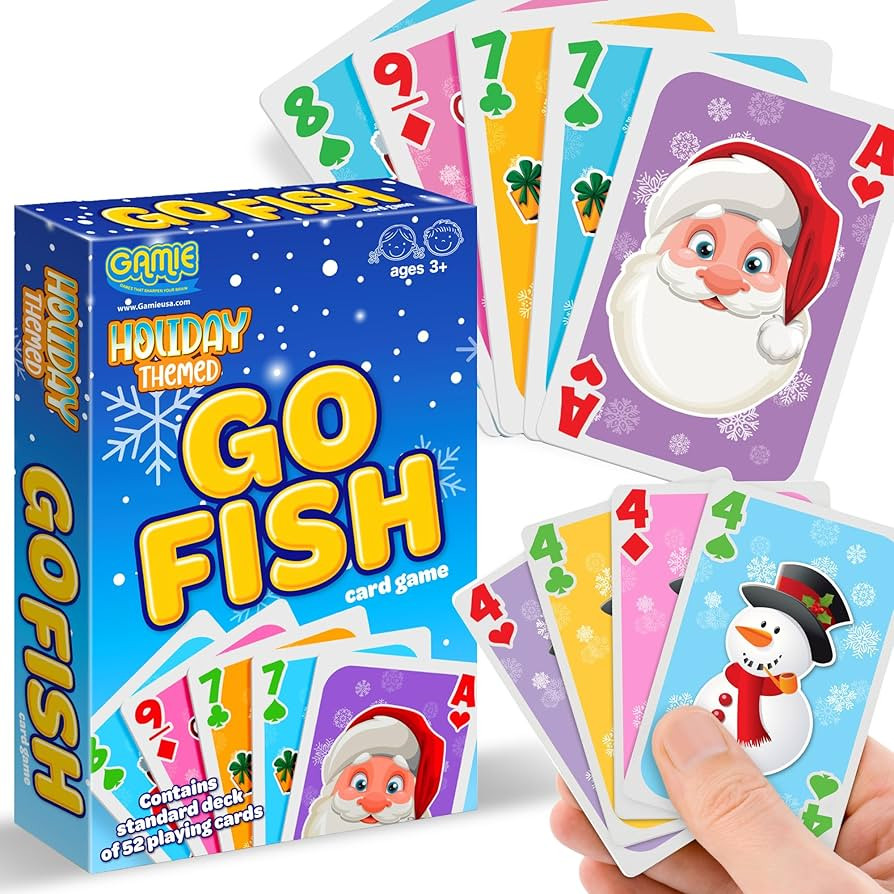 Gamie Christmas Go Fish Playing Cards Games for Kids - Deck of 52 - Christmas Poker Cards with Sn... | Amazon (US)