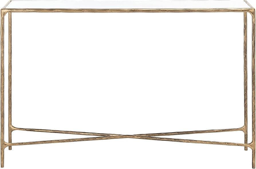 SAFAVIEH Couture Home Collection Jessa Brass Metal/White Marble Top Entryway Living Room Rectangl... | Amazon (US)
