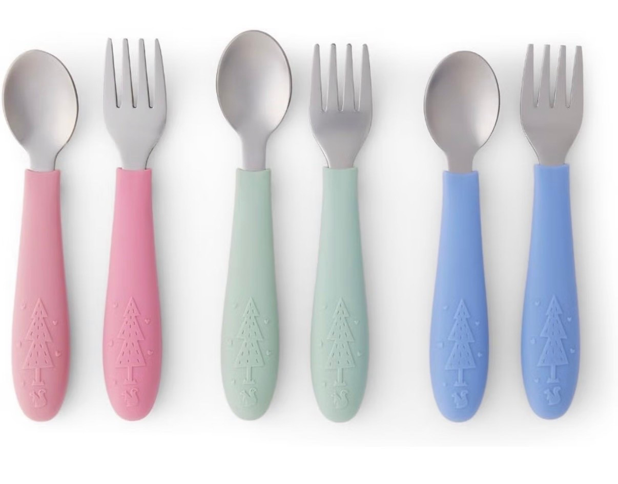 Elk and Friends Baby/Toddler Silverware with Silicone Handles | 6pcs
Kids Utensils | Stainless Steel Cutlery | Spoons + Forks | Childrens Flatware | Dishwasher Safe

Amazon kids silverware sale