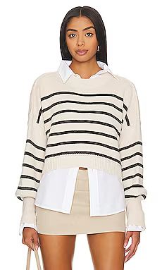 Free People Stripe Easy Street Crop Sweater in Pearl Combo from Revolve.com | Revolve Clothing (Global)
