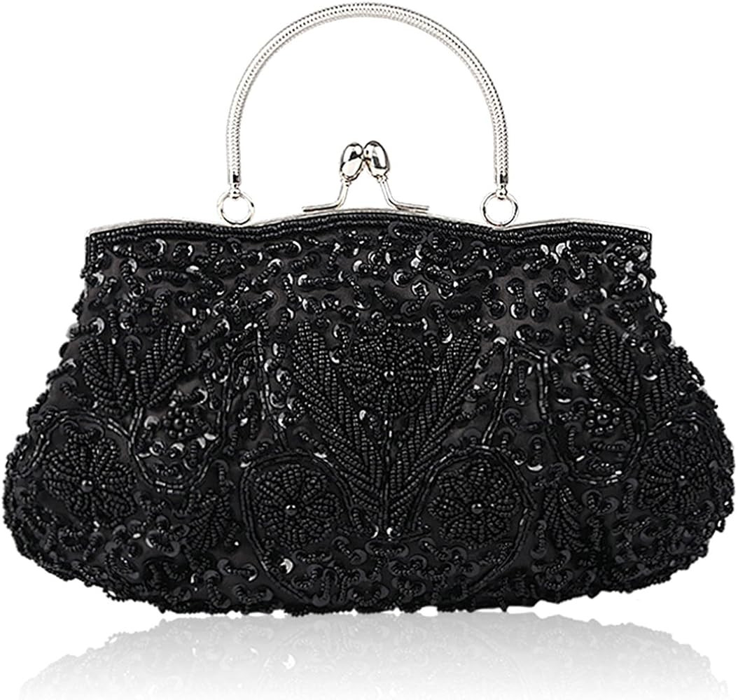 Simcat Beaded Sequin Flower Evening Purse Large Clutch Bag | Amazon (US)