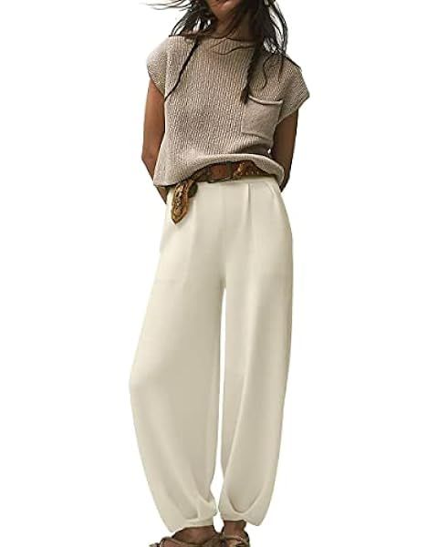 LILLUSORY 2 Piece Outfits For Women Trendy Lounge Sets Cozy Knit Sweater Short Sleeve Fashion Lou... | Amazon (US)