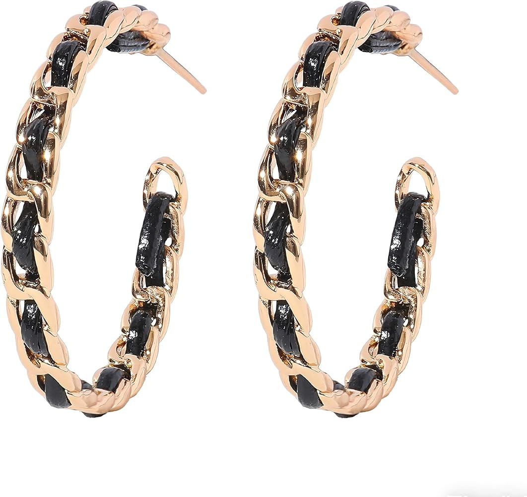 Golden Hoop Earrings for Women Lightweight Large C Hoops 14K Gold Plated 925 Sterling Silver Post... | Amazon (US)