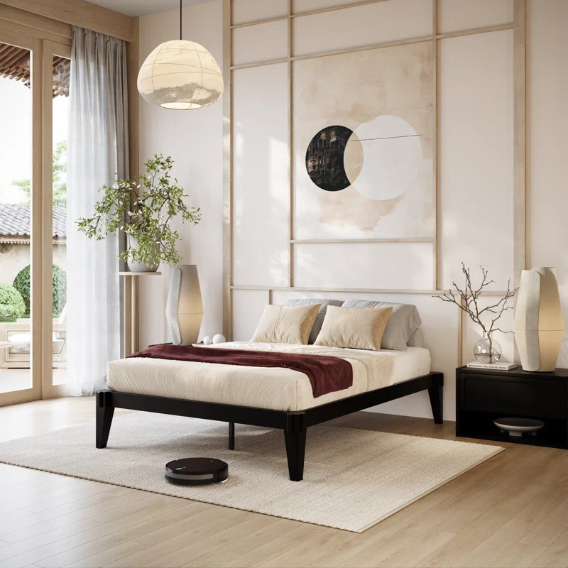 Jamerian Solid Wood Platform Bed Frame Without Headboard, Modern Bed | Wayfair North America
