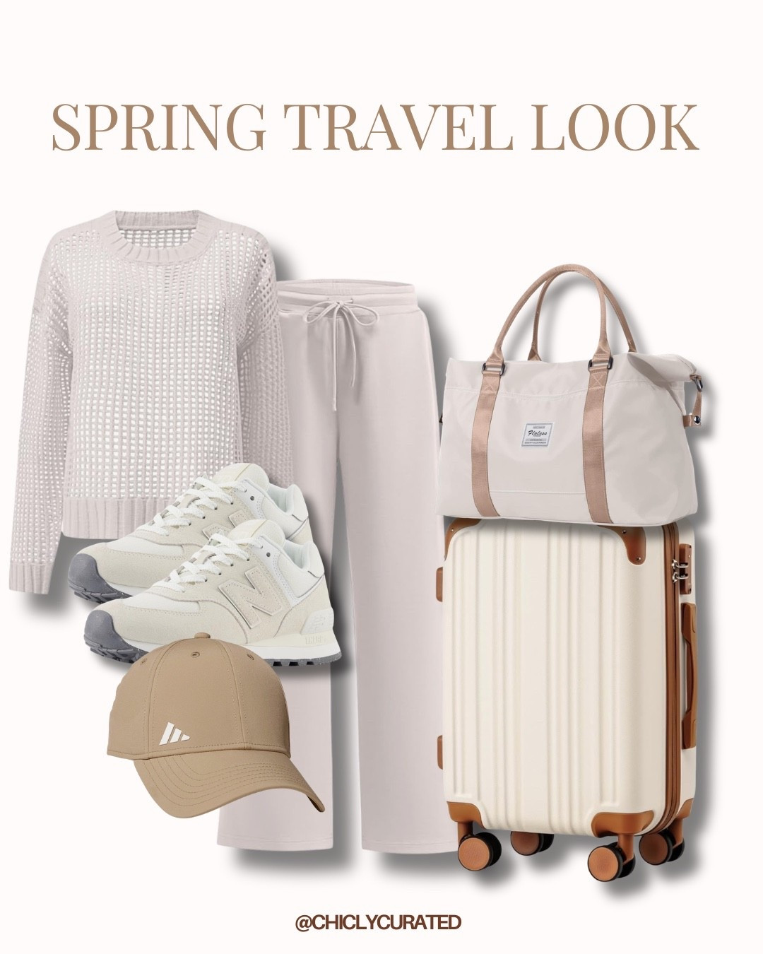Spring travel outfit ✈️ Neutral airport look that’s comfy, chic, and easy to recreate. All pieces linked below 🤍 #LTKtravel #LTKstyletip 