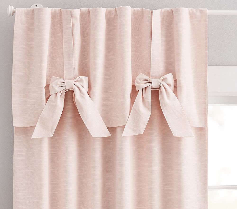 Custom Evelyn Bow Valance Curtain, 63"", Blush | Pottery Barn Kids