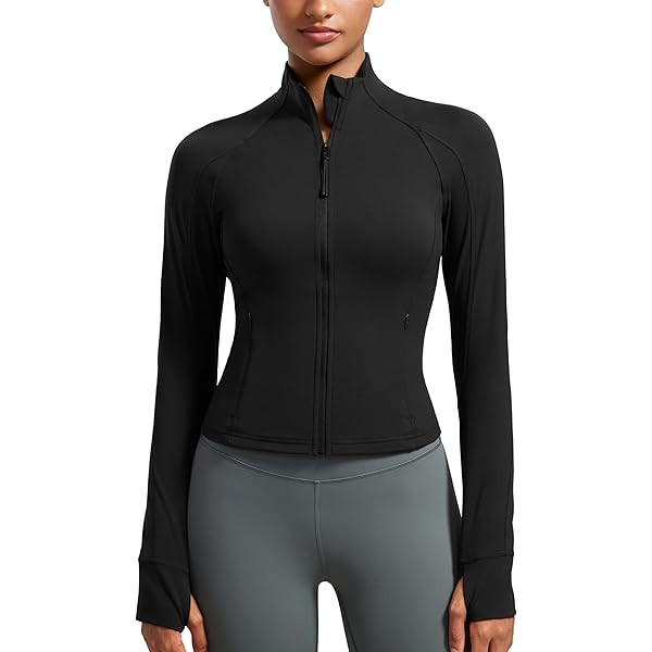 CRZ YOGA Womens Butterluxe Full Zip Cropped Workout Jacket Slim Fit Lightweight Athletic Yoga Top... | Amazon (US)