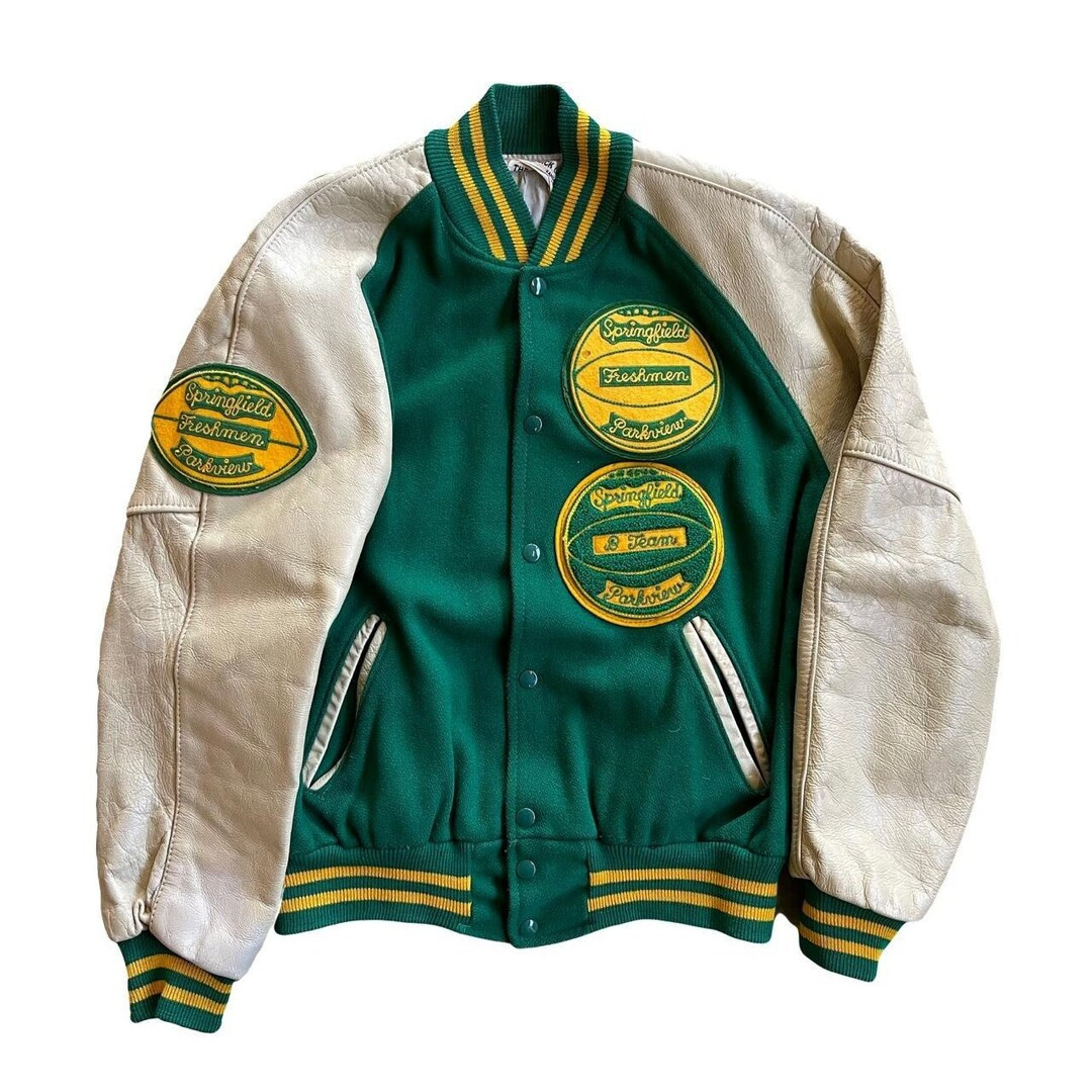 1970s Green/yellow High School Vikings Mascot Patch Letterman Varsity Jacket - Etsy Mexico | Etsy ROW