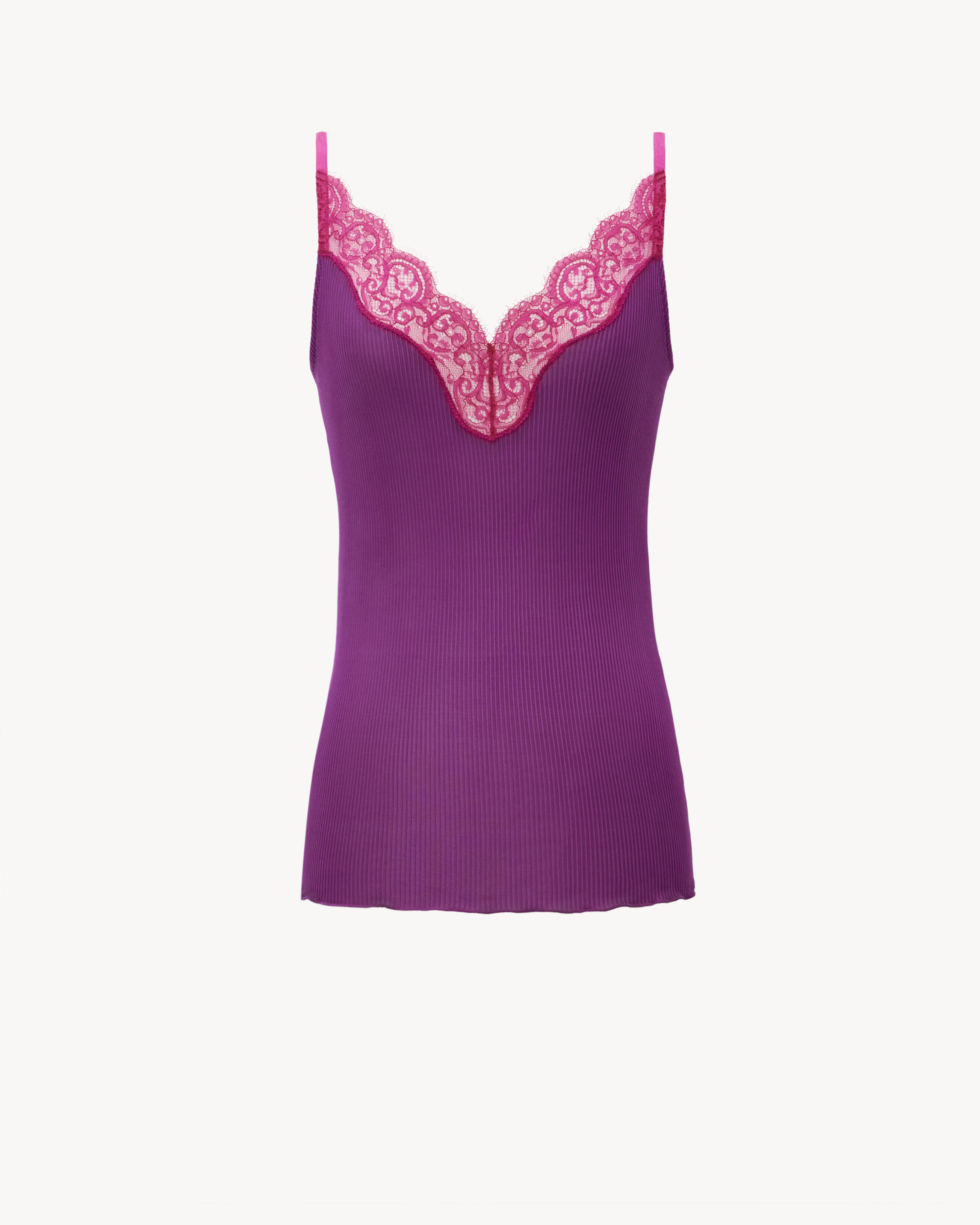 lace tank top in ribbed silk jersey | Saint Laurent Inc. (Global)