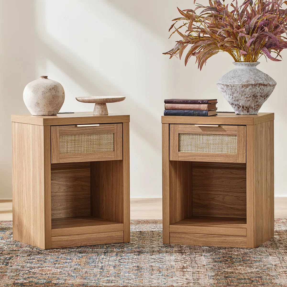 Dearbhaile 25'' 1 - Drawer Nightstand with Built-In Outlets (Set of 2) | Wayfair North America
