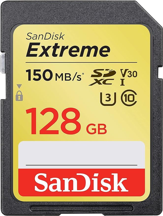 SanDisk 128GB Extreme SDXC UHS-I Memory Card - 150MB/s, C10, U3, V30, 4K UHD, SD Card - SDSDXV5-1... | Amazon (US)