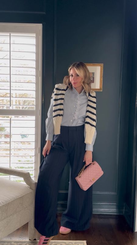 Wide leg pants, these are amazing. Add two key items like a quilted jacket and a striped cable sweater. You will wear them year round  

#LTKstyletip #LTKSpringSale #LTKfindsunder100
