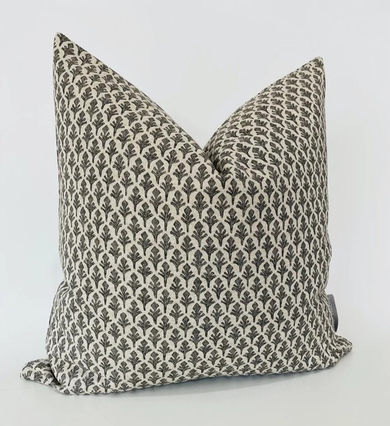 Charcoal Leaf | Gray Pillow Cover, Charcoal Pillow, Decorative Pillow Cover, Designer Pillow, Flo... | Etsy (US)