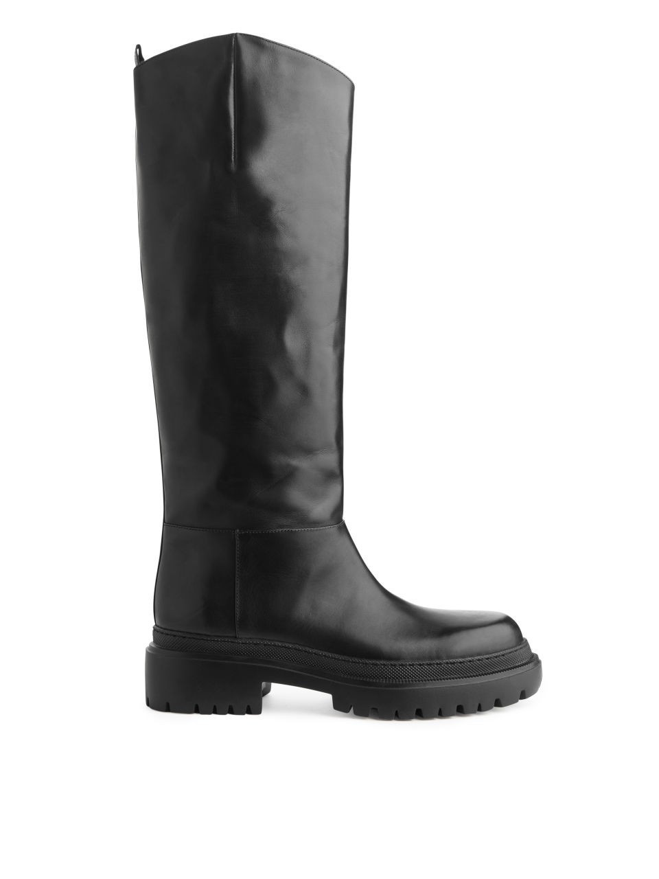 High-Shaft Chunky Leather Boots - Black | ARKET (US&UK)