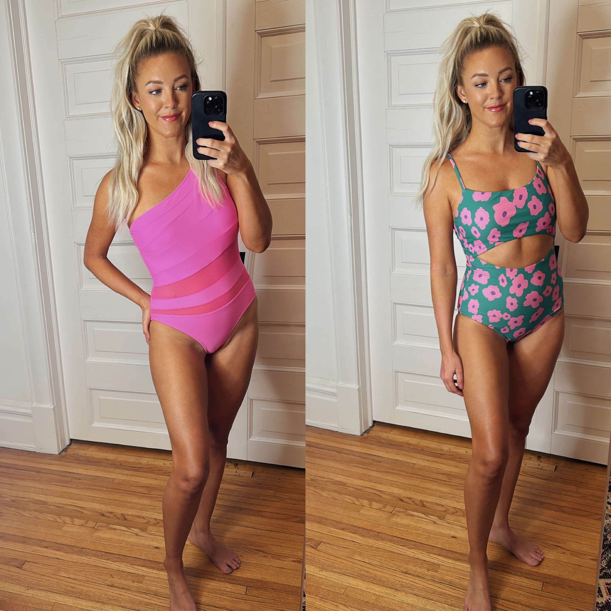 Pt. 2 
The cutest swimwear for 2024! Grab these bright & flattering swimsuits for some fun in the sun ☀️ 

Wearing my true size small in all, would size up if between sizes in the pink one-piece 

Use code ASH20 for 20% off! 