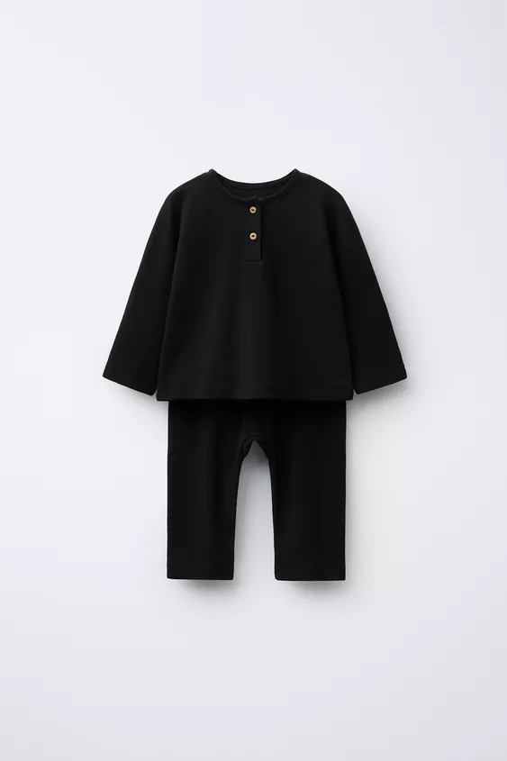 HENLEY SHIRT AND PLAIN PANTS SET | Zara US