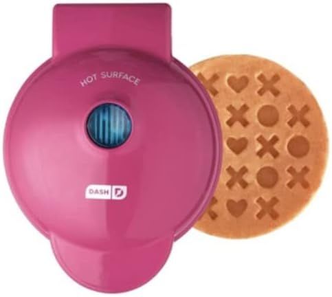 Valentine's Day Dark Pink Xoxo Love Shaped Mini Waffle Maker, 4 Inch Non-Stick Cooking Surface | Amazon (US)