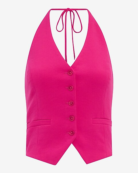 Signature Crepe Halter Blazer Vest | Express
