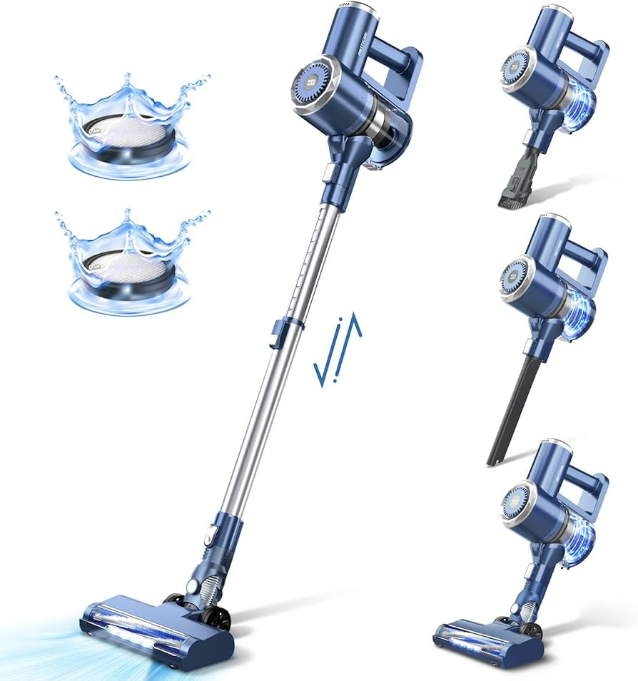 PRETTYCARE Aspiradora Escoba Inalámbrica 20Kpa Autonomía 30 Mins con Indicación de Potencia 4 ... | Amazon (ES)