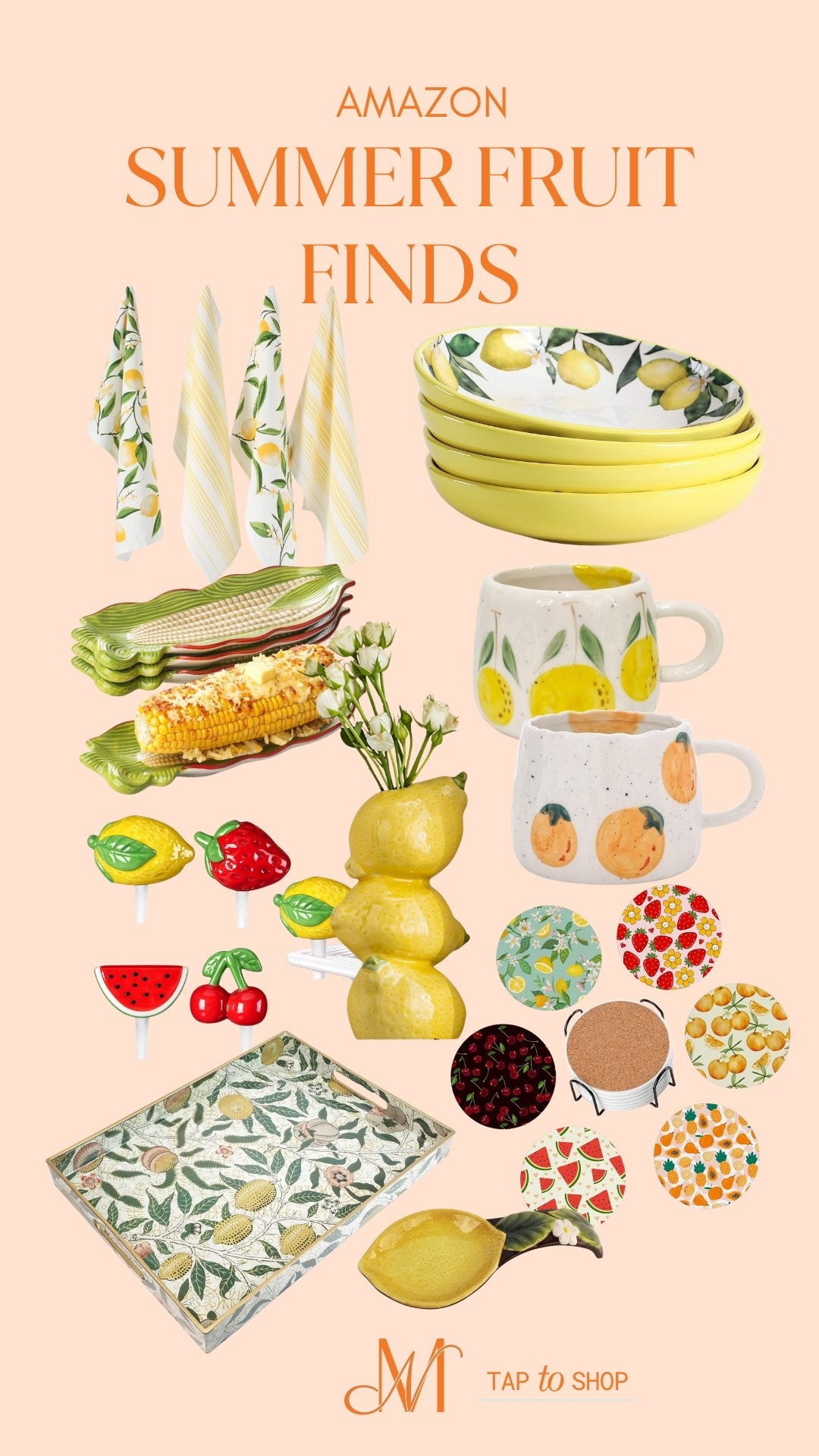 Bringing all the FRUITY summer vibes into my kitchen lately ☀️🍋

From lemon mugs to fruit-inspired trays & colorful summer touches… I’m fully in my CITRUS ERA 🍊✨

The easiest way to make your space feel bright, playful & summer-ready 🍒

summer home decor, amazon home finds, fruit decor, lemon kitchen decor, summer hosting, colorful kitchen finds, citrus aesthetic, cute amazon finds, summer tablescape, kitchen accessories, summer decor ideas

#LTKSeasonal #LTKHome