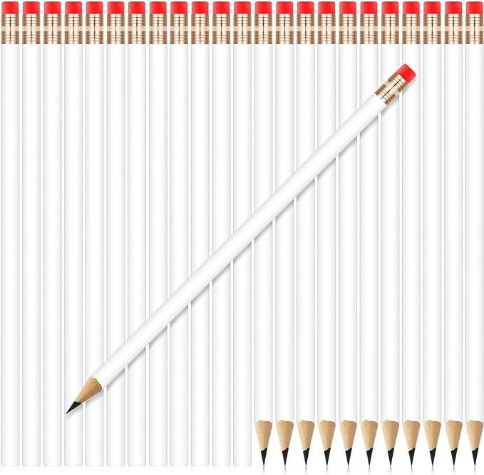 24 Pieces Round Pencils HB Graphite Pencils Wood Pencils with Eraser Cute Pencil Pack for School ... | Amazon (US)