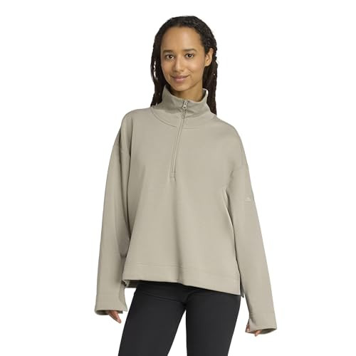 adidas Women's All Szn Soft Lux Quarter Zip, Silver Pebble, Medium | Amazon (US)
